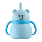 Silicone Baby Sippy Cup with Straw - Blue Elephant